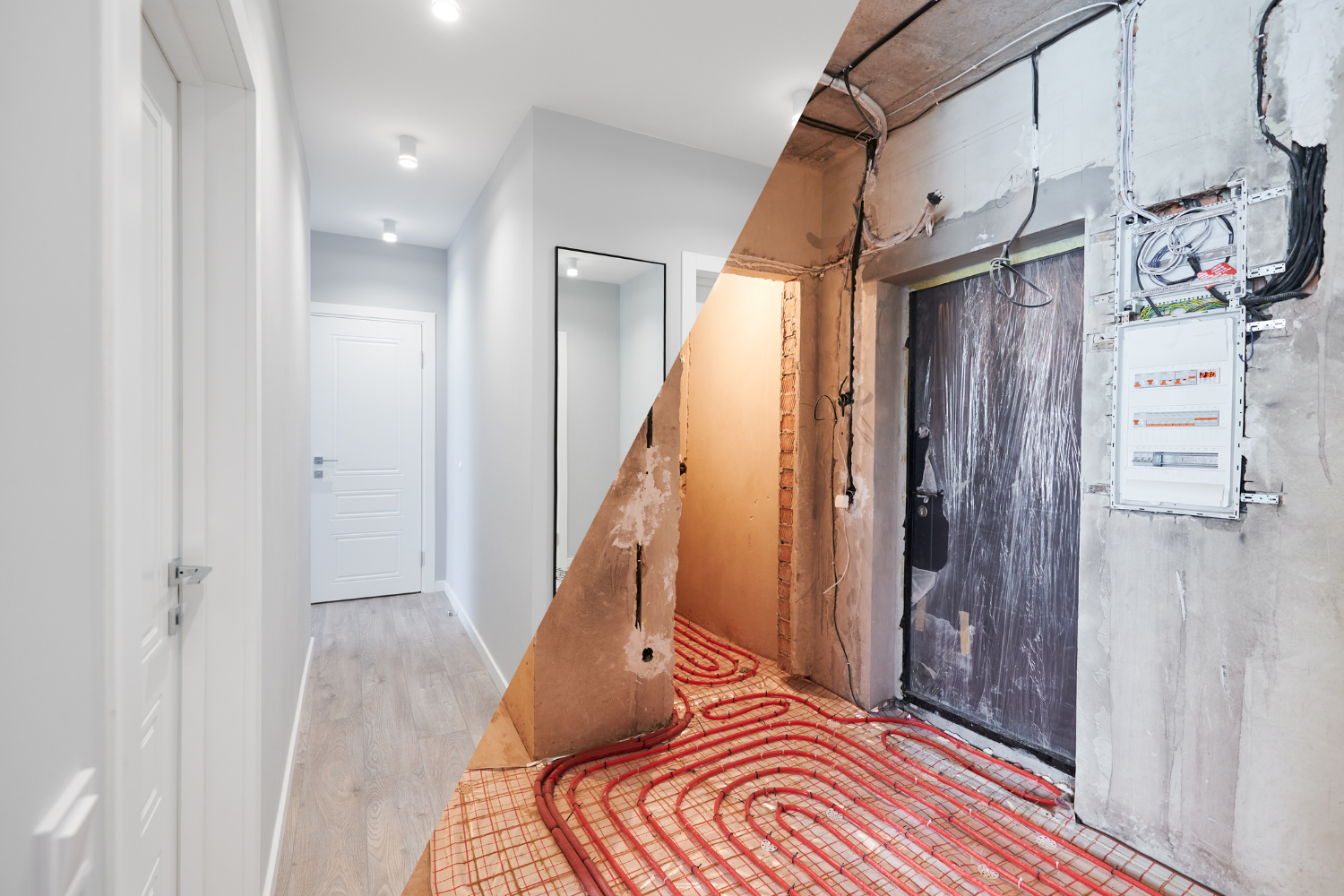 Avant Après réalisation de travaux dans un hall de nuit